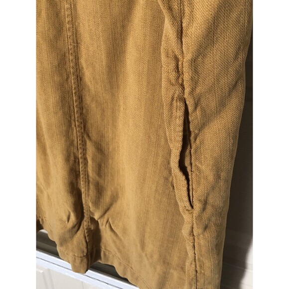 Pure Jill Tencel Lyocell Shift Dress Mustard Yellow Button Shoulder Women’s Smal - Picture 5 of 9